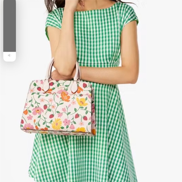 Kate Spade Madison Strawberry Garden Printed Medium Satchel, Pink Multi - Picture 3 of 14